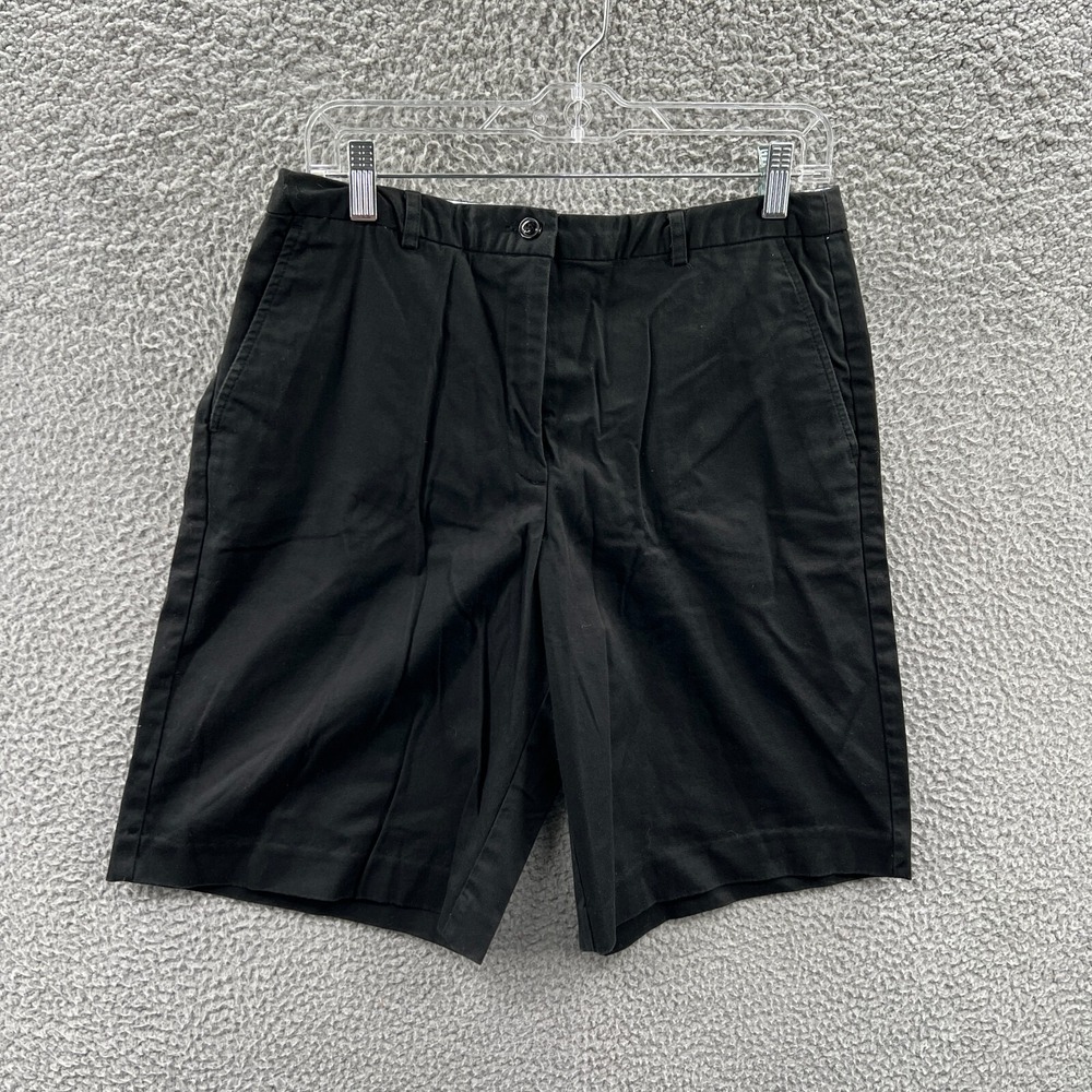 Womens Bermuda Shorts 10 Black Walking Stretch Structured Clean Girl Casual